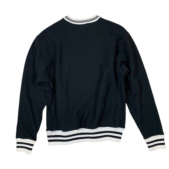 Champion Reverse Weave Phys Ed Black White Varsity Crewneck Sweatshirt Medium - Picture 2 of 4